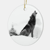 Alaskischer Timberwolf Keramikornament (Links)