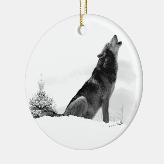 Alaskischer Timberwolf Keramikornament (Links)