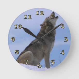 Alaskischer Timberwolf Runde Wanduhr