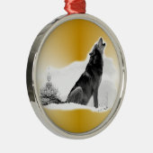 Alaskischer Timberwolf Silbernes Ornament (Rechts)