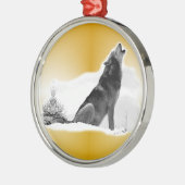 Alaskischer Timberwolf Silbernes Ornament (Links)