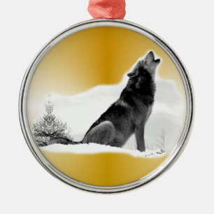 Alaskischer Timberwolf Silbernes Ornament
