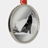 Alaskischer Timberwolf Silbernes Ornament (Rechts)