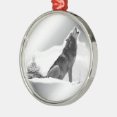 Alaskischer Timberwolf Silbernes Ornament (Links)