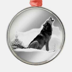 Alaskischer Timberwolf Silbernes Ornament