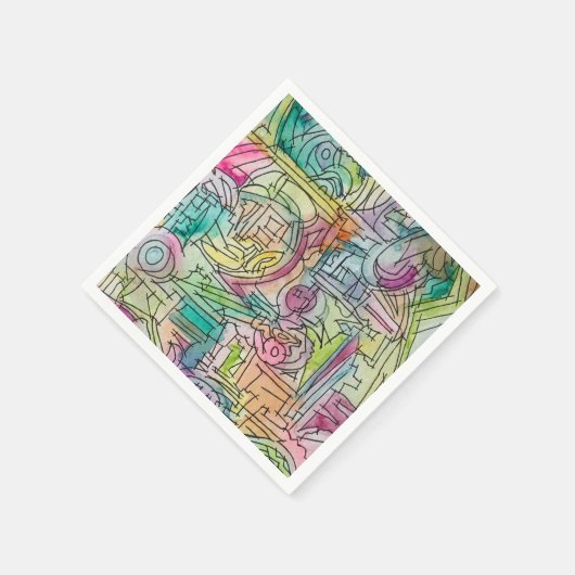 Alassio-Modern geometrische Wasserfarben Kunst Serviette (Ecke)