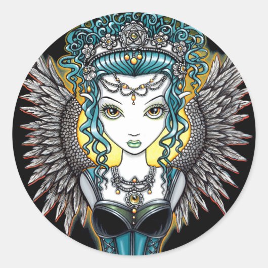 "Alaura" Gothic Guardian Angel Stickers (Vorderseite)
