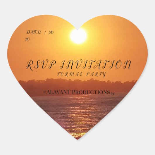 ALAVANT Proz #PACIFIC OCEAN_Sunset_Invitations Herz-Aufkleber (Vorderseite)