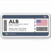 ALB Albany Boarding Pass - New York Travel Aufkleber (Vorderseite)