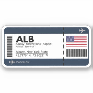 ALB Albany Boarding Pass - New York Travel Aufkleber