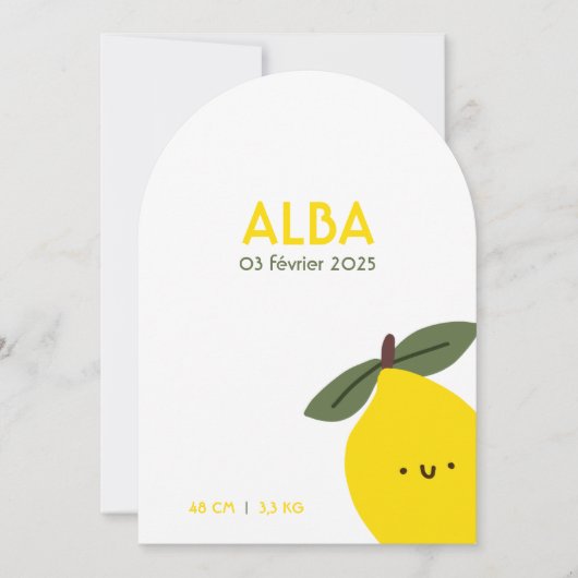 Alba-Geburtsmeldung Einladung (Vorderseite)