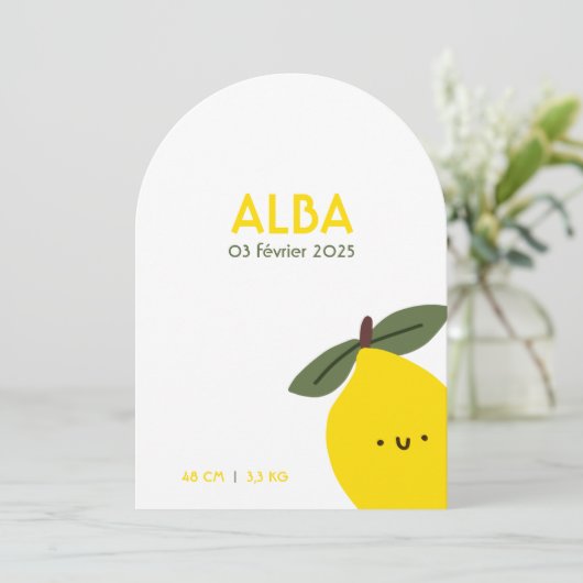 Alba-Geburtsmeldung Einladung (Stehend Vorderseite)