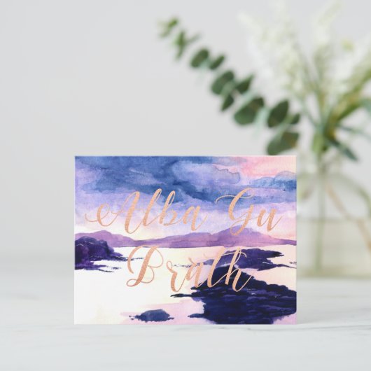 Alba Gu Brath Watercolor Rose Gold Postkarte (Stehend Vorderseite)