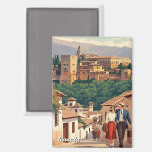 Albaicin Granada Spain Travel Magnet (Vorderseite/Rückseite)
