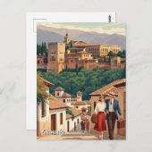 Albaicin Granada Spain Travel Postkarte (Vorne/Hinten)