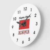 Albania and Albanian Flag with Your Name Large Clo Große Wanduhr (Winkel)