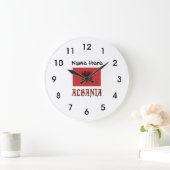 Albania and Albanian Flag with Your Name Large Clo Große Wanduhr (Zuhause)