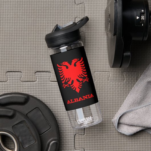 Albania Bottle, Fitness & Albanian Emblem / flag Trinkflasche (Fitnessstudio)