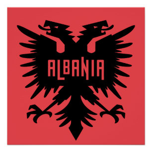 Albania Country Flag and Fan Design Poster