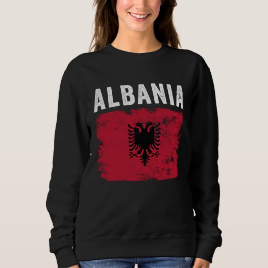 Albania Flag Distressed  Men Women Kids  Albanian  Sweatshirt (Vorderseite)