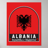 Albania Flag Emblem Distressed Poster (Vorne)