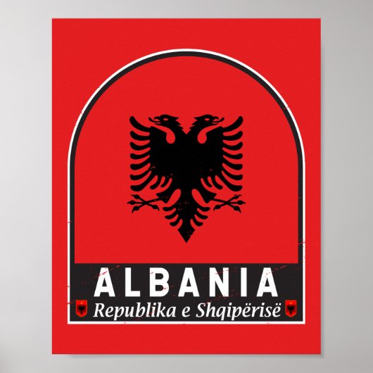 Albania Flag Emblem Distressed  Poster (Vorne)