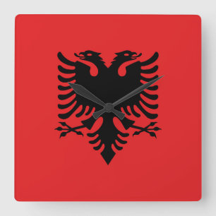 Albania Flag Quadratische Wanduhr