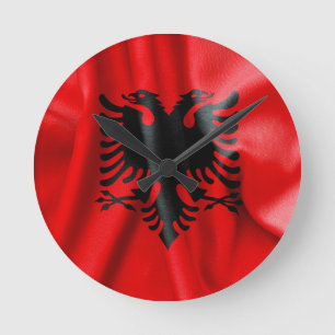 Albania Flag Wall Clock Runde Wanduhr