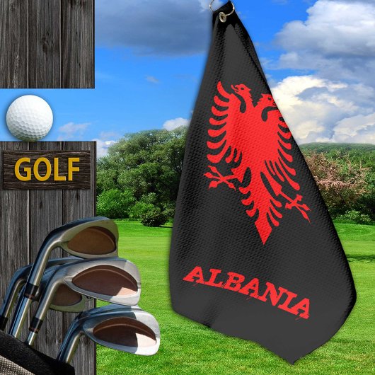 Albania Golf, Albanian coat of arms golfing / flag Golfhandtuch