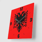 Albania National Flag Patriotic Square Wall Clock Quadratische Wanduhr (Winkel)