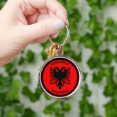 Albanian Black Eagle Circle Shape Schlüsselanhänger (Hand)