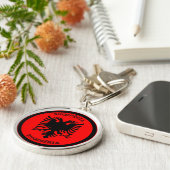 Albanian Black Eagle Circle Shape Schlüsselanhänger (Seite)