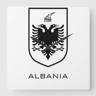 Albanian National Coat of Arms Heritage Ink Quadratische Wanduhr