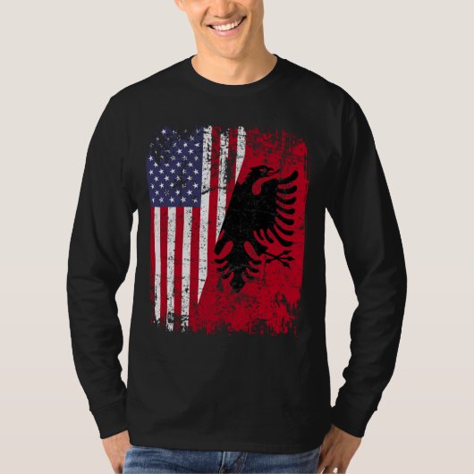 ALBANIAN ROOTS Red Eagle Halb American ALBANIA FLA T-Shirt (Vorderseite)