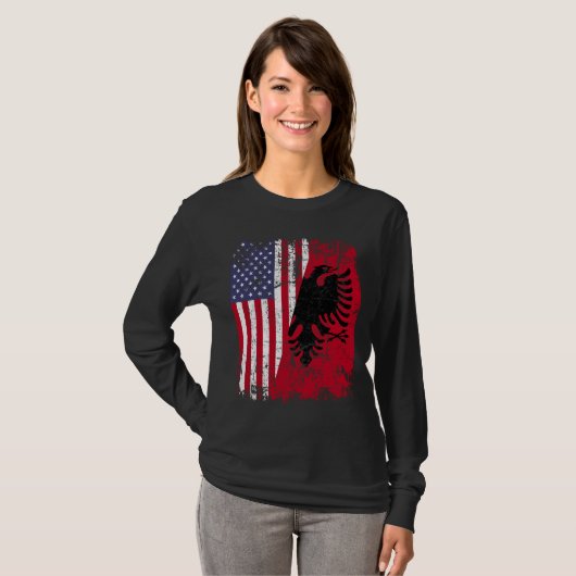 ALBANIAN ROOTS Red Eagle Halb American ALBANIA FLA T-Shirt (Vorne ganz)