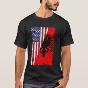 Albanien Albanisch Amerikanische Flagge Stolz Wurz T-Shirt