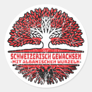 Albanien Albanisch Schweizer Schweiz Baum Wurzel Runder Aufkleber