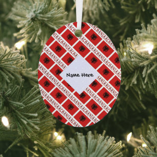 Albanien Albanische Flagge Kacheln Personalisiert  Ornament Aus Metall