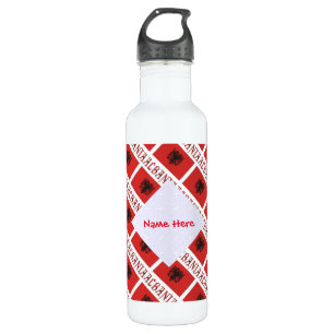 Albanien Albanische Flagge Kacheln Rot Personalisi Edelstahlflasche