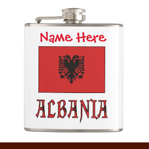 Albanien Albanische Flagge Rot Personalisiert Flachmann
