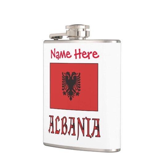 Albanien - Albanische Flagge - Rot Personalisiert Flachmann (Links)