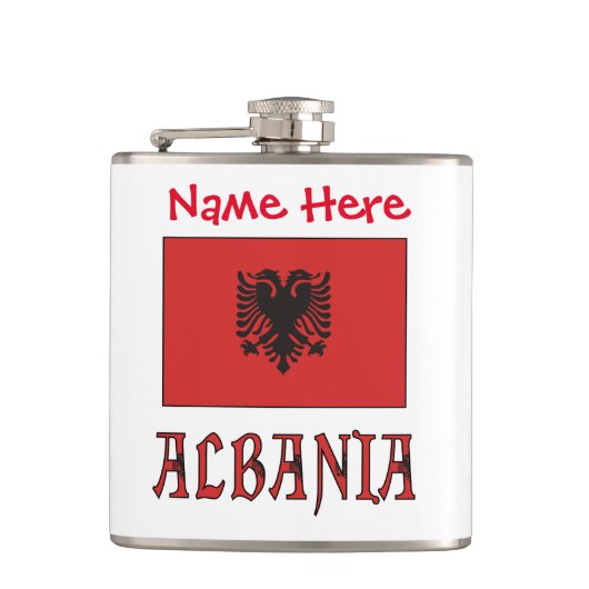 Albanien - Albanische Flagge - Rot Personalisiert Flachmann (Vorderseite)