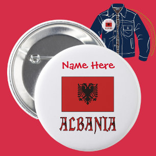 Albanien Albanische Flagge Rot Personalisierung  Button