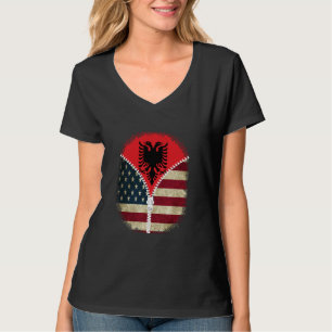 Albanien American USA Flag - USA Albanien Zipper T-Shirt