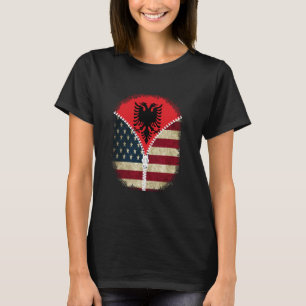Albanien American USA Flag - USA Albanien Zipper T-Shirt
