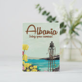 Albanien Camera Vintage Reiseplakat Postkarte (Stehend Vorderseite)