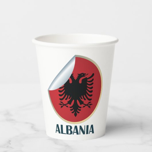 Albanien Doppel-AdlerEmblem Pappbecher (Vorderseite)