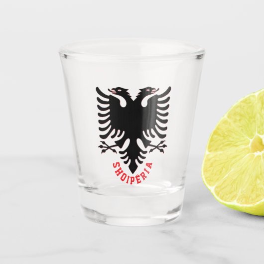 Albanien Doppelkopfadler Schnapsglas (Vorderseite)