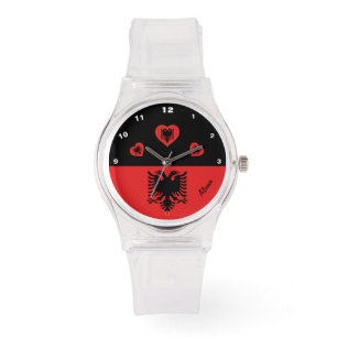 Albanien Flag / Albanien Modeherd / Sportfans Armbanduhr
