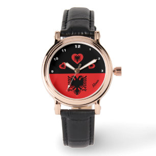 Albanien Flag / Albanien Modeherd / Sportfans Armbanduhr